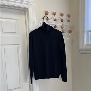 Roberto Collins - Wool Long Sleeve Old Money Turtle Neck Sweater - Navy - M